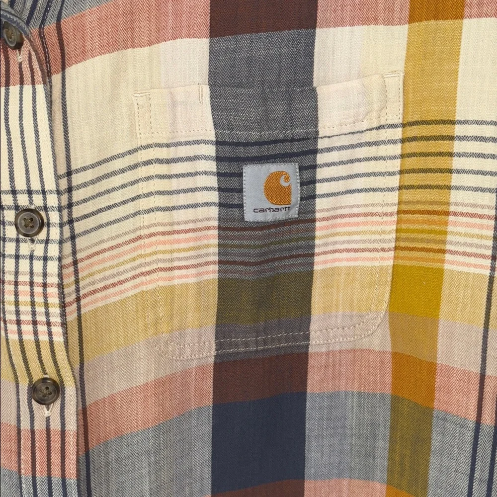 Carhartt womens plaid button front down shirt L 12-14 - Picture 2 of 7
